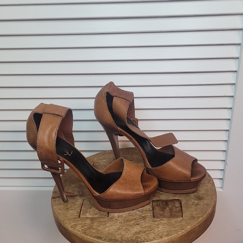 YSL Elegant Tan High Heel Sandals